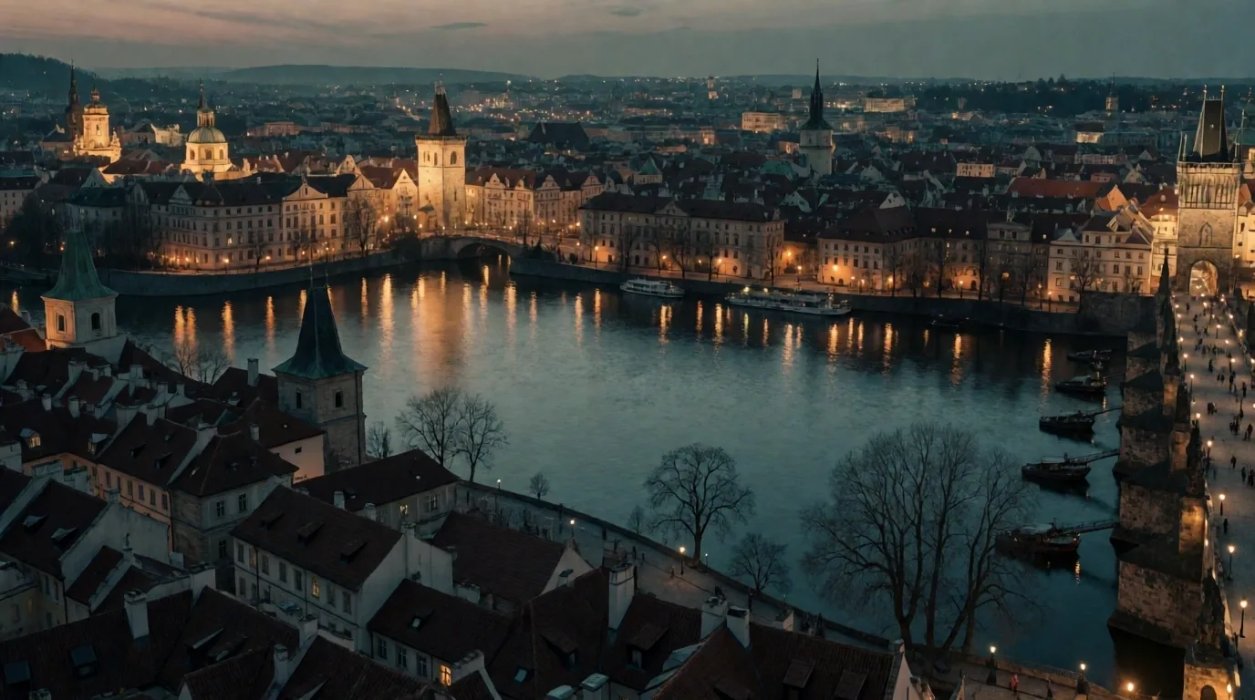 Prague dusk skyline